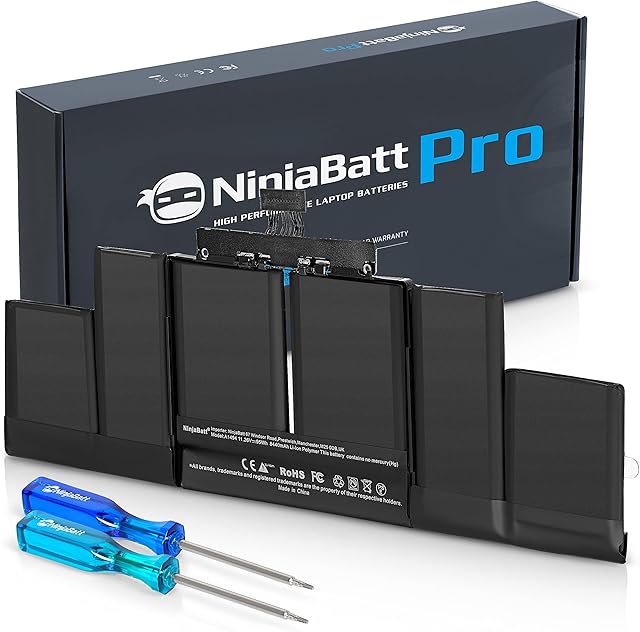 NinjaBatt Battery A1494 for Apple MacBook Pro Retina 15" [Mid & Late 2013 2014 Years] A1398 ME293 ME294 - High Capacity [11.26V/95Wh]