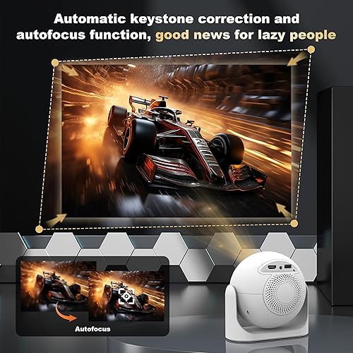 Miniatura 2 de Mini proyector portátil con WiFi y Bluetooth, proyectores de películas de video 1080P para exteriores, proyector giratorio de cine en casa para