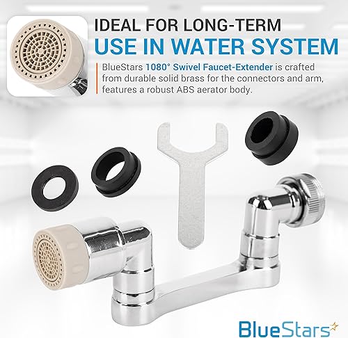 Miniatura 5 de BlueStars Aireador de fregadero de cocina giratorio de 360 ultraduradero, cabezal de grifo de rociador de doble función de 2 flujos, boquilla de
