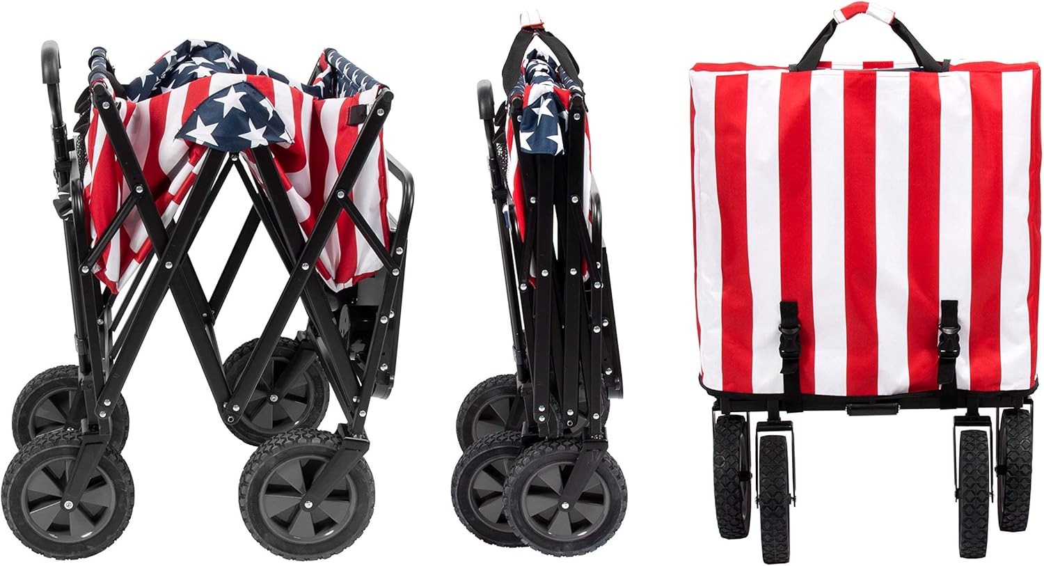 Mac Sports Collapsible Folding Outdoor Utility Wagon (Wagon with Side Table) (Utility, American Flag): Kitchen & Dining