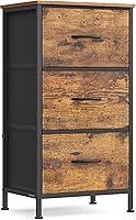 SONGMICS 3-Drawer Fabric Dresser, Steel Frame Chest of Drawers for Bedroom Closet Entryway, Rustic Brown Black ULGS313B02S