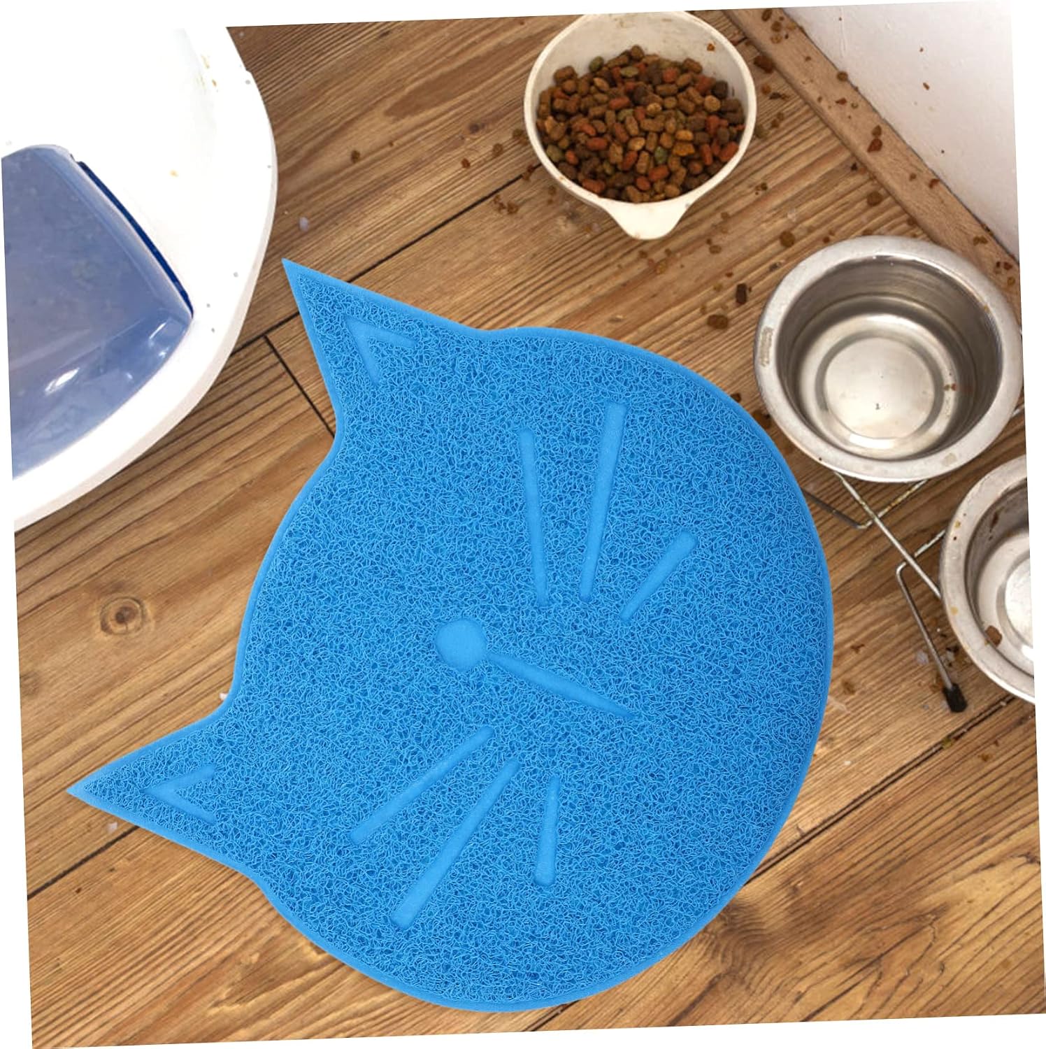 MERRYHAPY Cat Shaped Feeding Mat Non Slip Pet Food Mat for Dogs and Cats Durable Material for Bowls Tile Carpet Hardwood Floors Keeps Floors