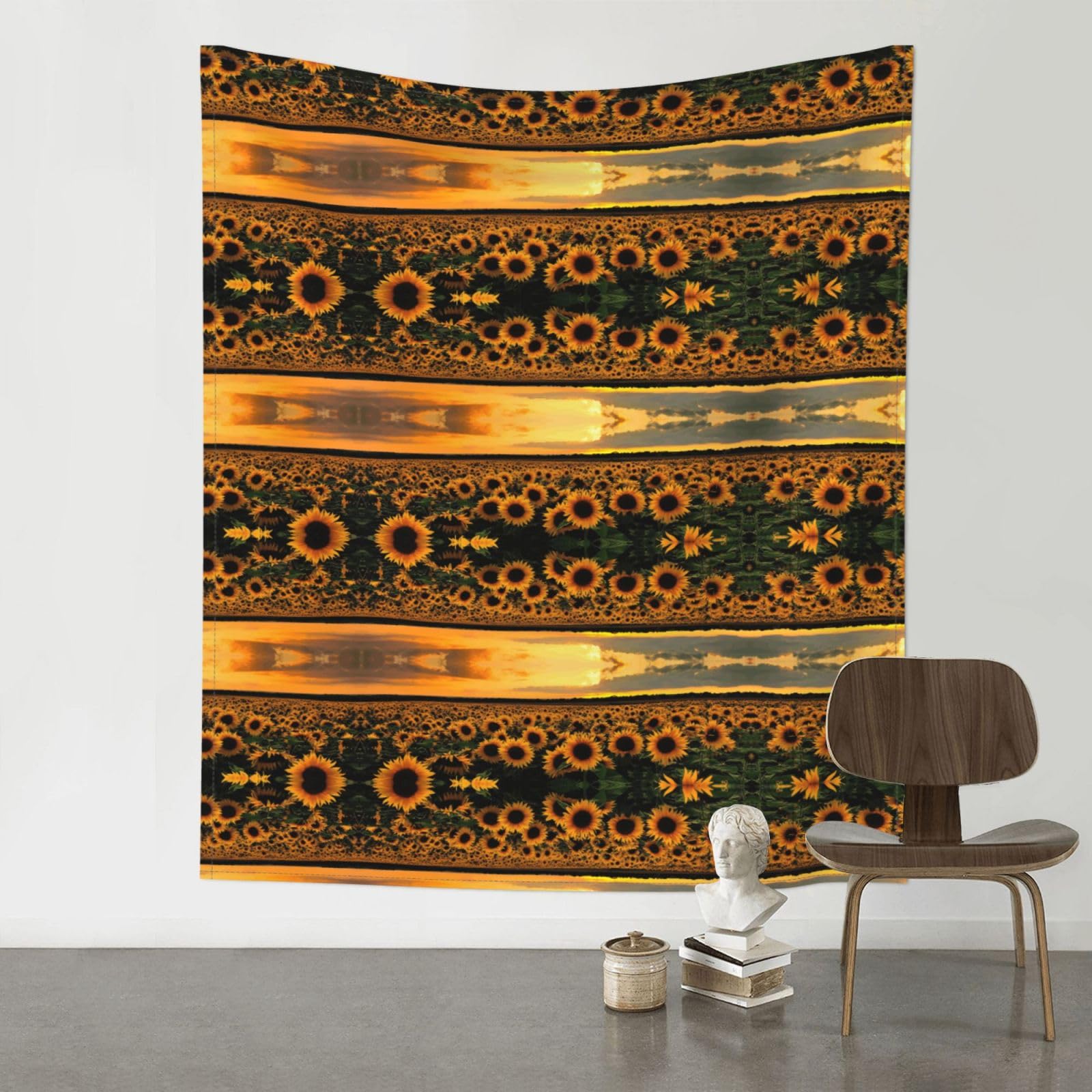 HJFCZH Sunflower and sunset Prints Wall Tapestry 60x51in – Boho Decor Throw for Bedroom, Dorm, Beach Cover & Picnic Blanket