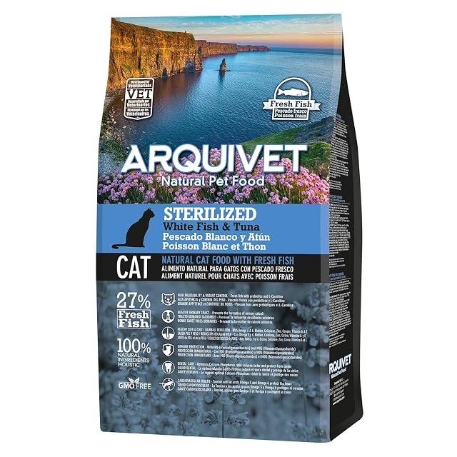 Arquivet Pienso para Gatos Adultos Esterilizados, Pescado Blanco y Atún, 1.5 kg (Paquete de 1)