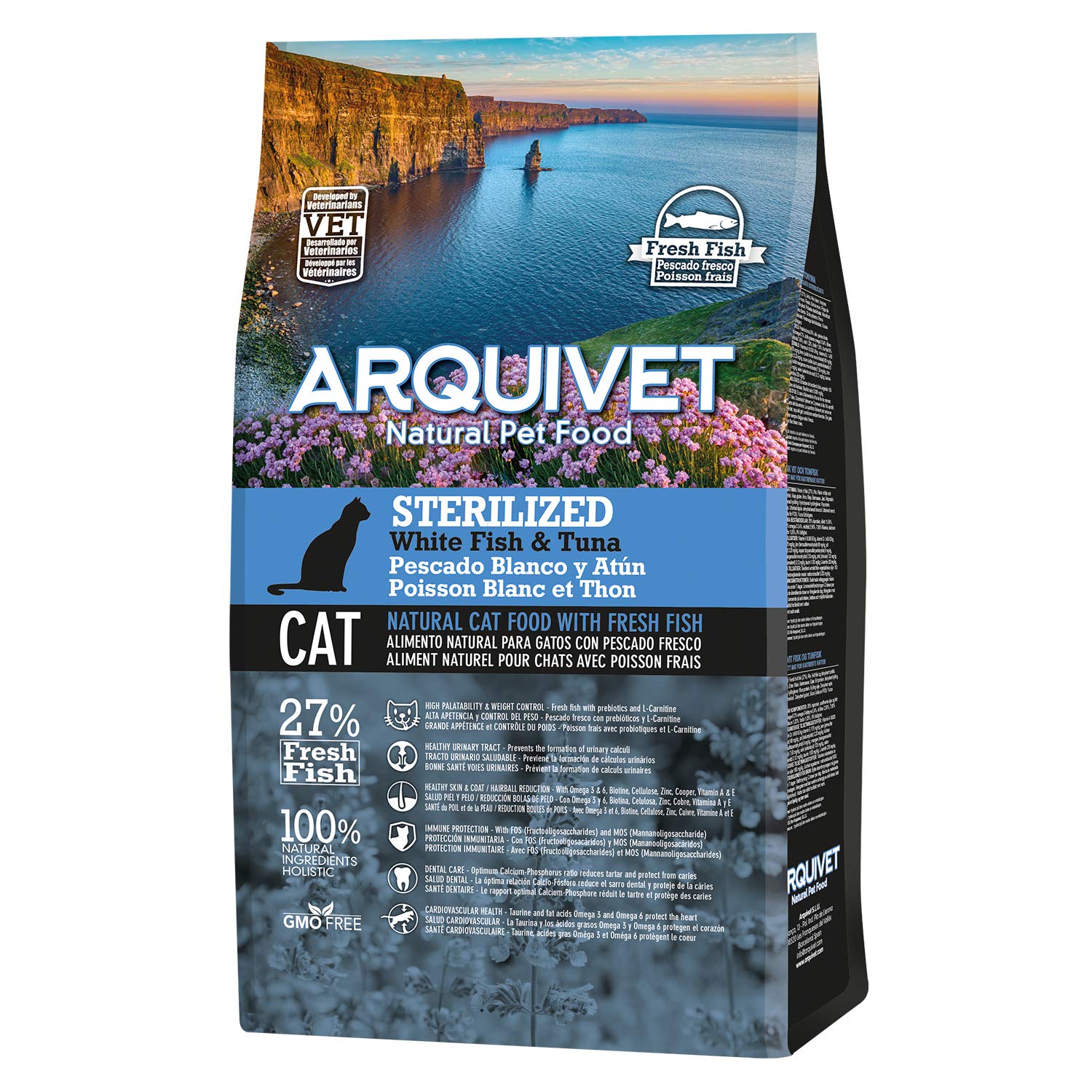 Arquivet Pienso para Gatos Adultos Esterilizados, Pescado Blanco y Atún, 1.5 kg (Paquete de 1)