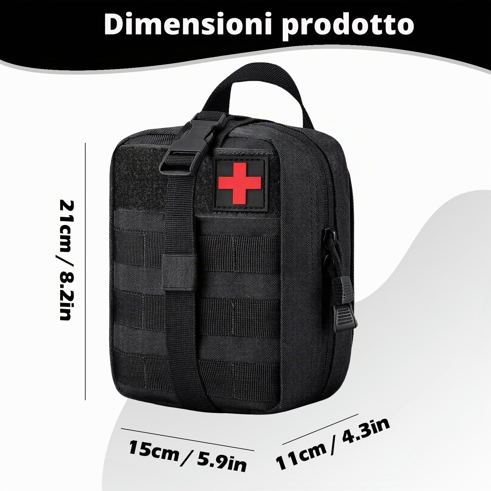 Borsa di Pronto Soccorso Tattico, Borsa Medico Smontabile Impermeabile, Sacchetto Emergenza Tattica Medico, Tattica Vuota Tasca, Kit Pronto Soccorso Trekking per Viaggio Campeggio (Nero)