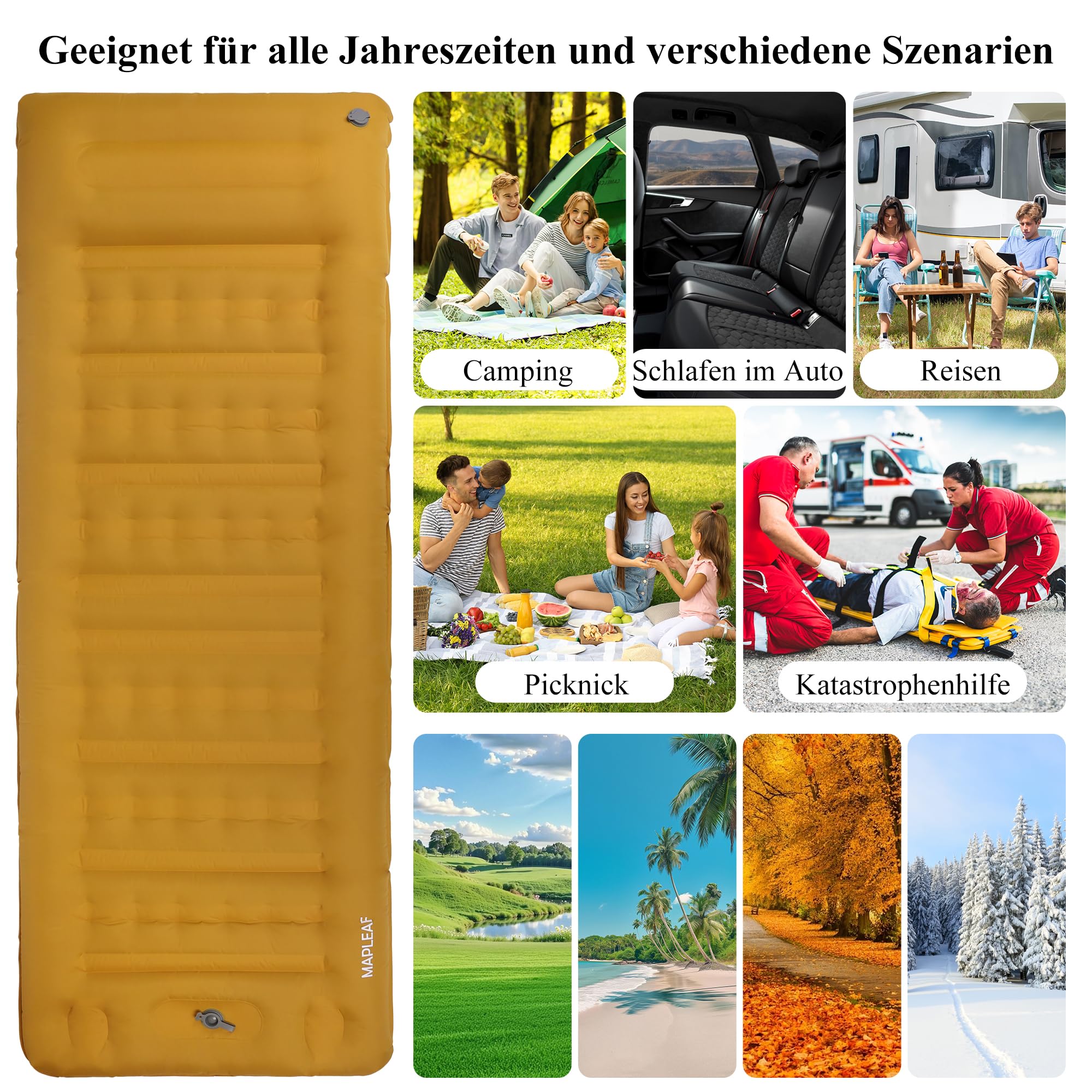 Materac dmuchany, tryb nożny, 12 cm grubości, na kemping, do spania w samochodzie, ochrona przed katastrofami, gruby z poduszką, ultralekki, kompaktowy, wodoszczelny, do wspinaczki górskiej