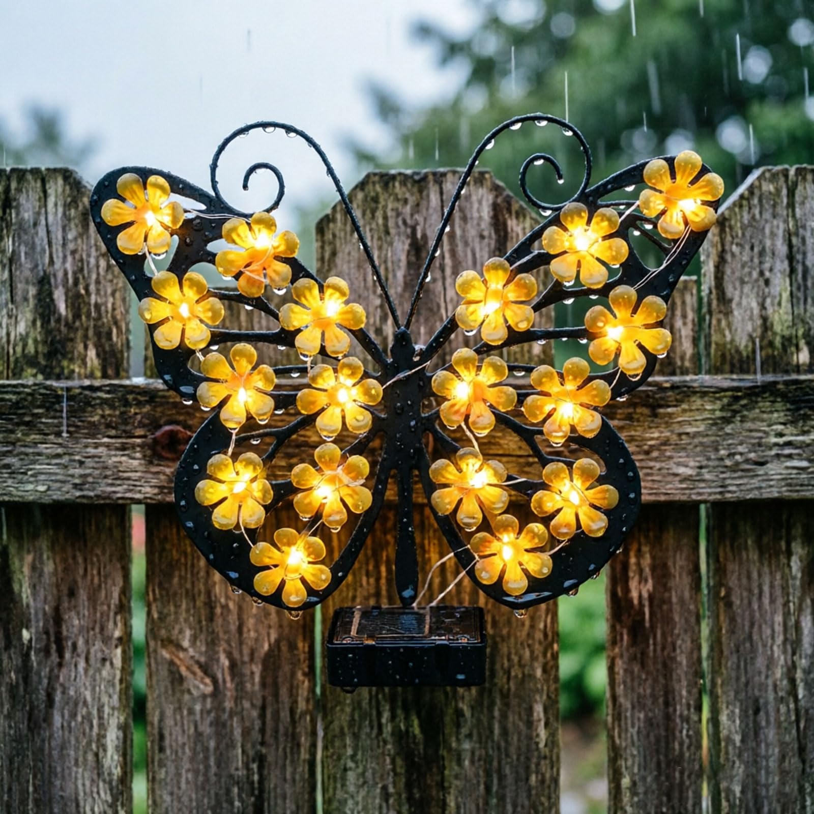 Solarne lampy ścienne do dekoracji ogrodu, odporne na warunki atmosferyczne, metalowe oświetlenie zewnętrzne, idealne na patio, podwórka i ścieżki, zestaw 2 szt