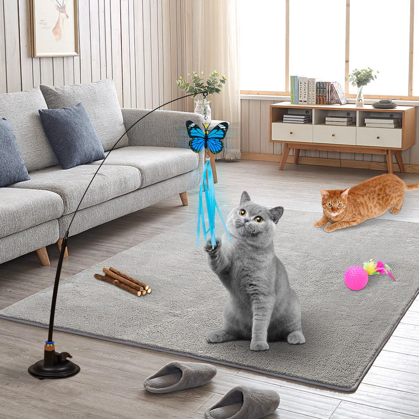 Set de 33 Piezas de Juguetes para Gatos - Túnel, Ratones, Varita de Plumas, Peces - Paquete de Variedad para Gatitos