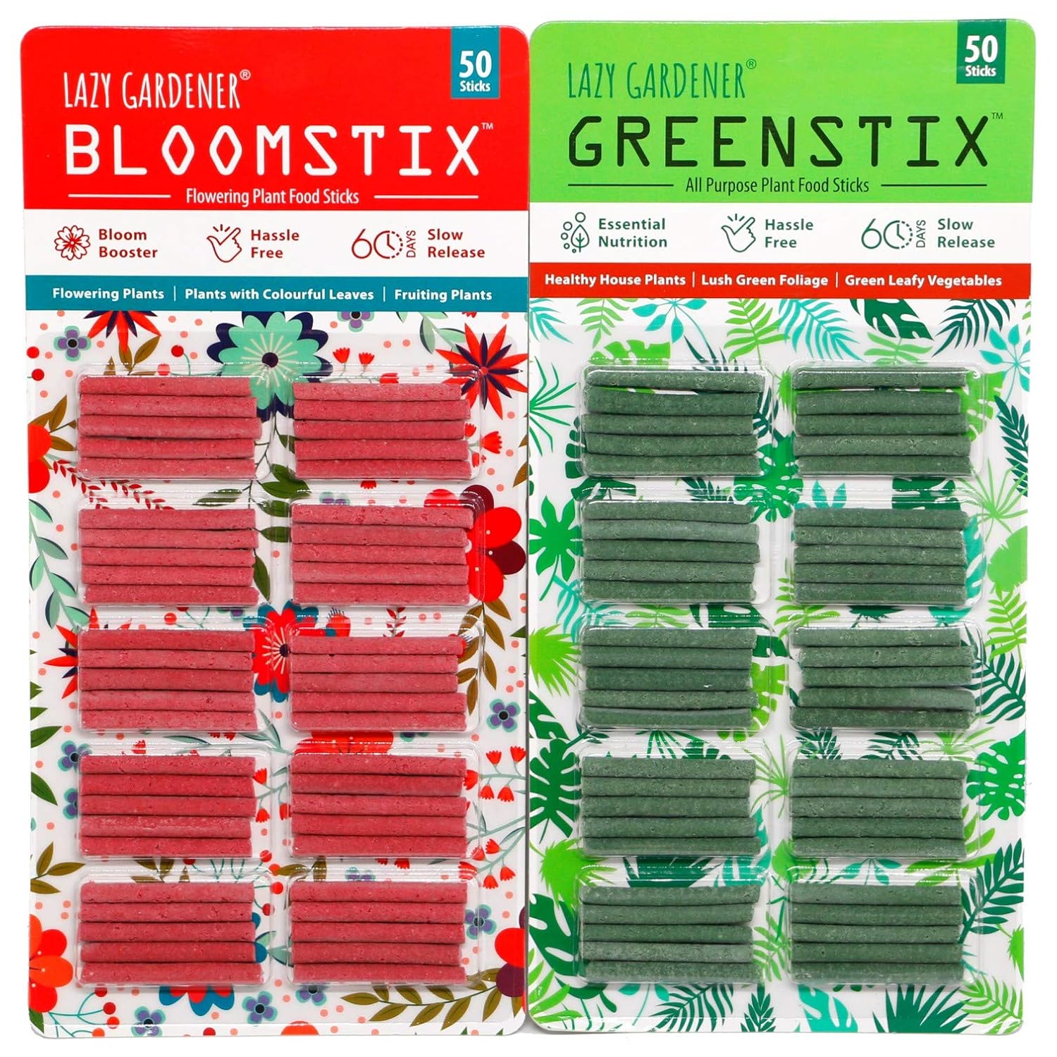 Lazy Gardener Plant Food Sticks Trial Pack 1 GreenStix + 1 BloomStix