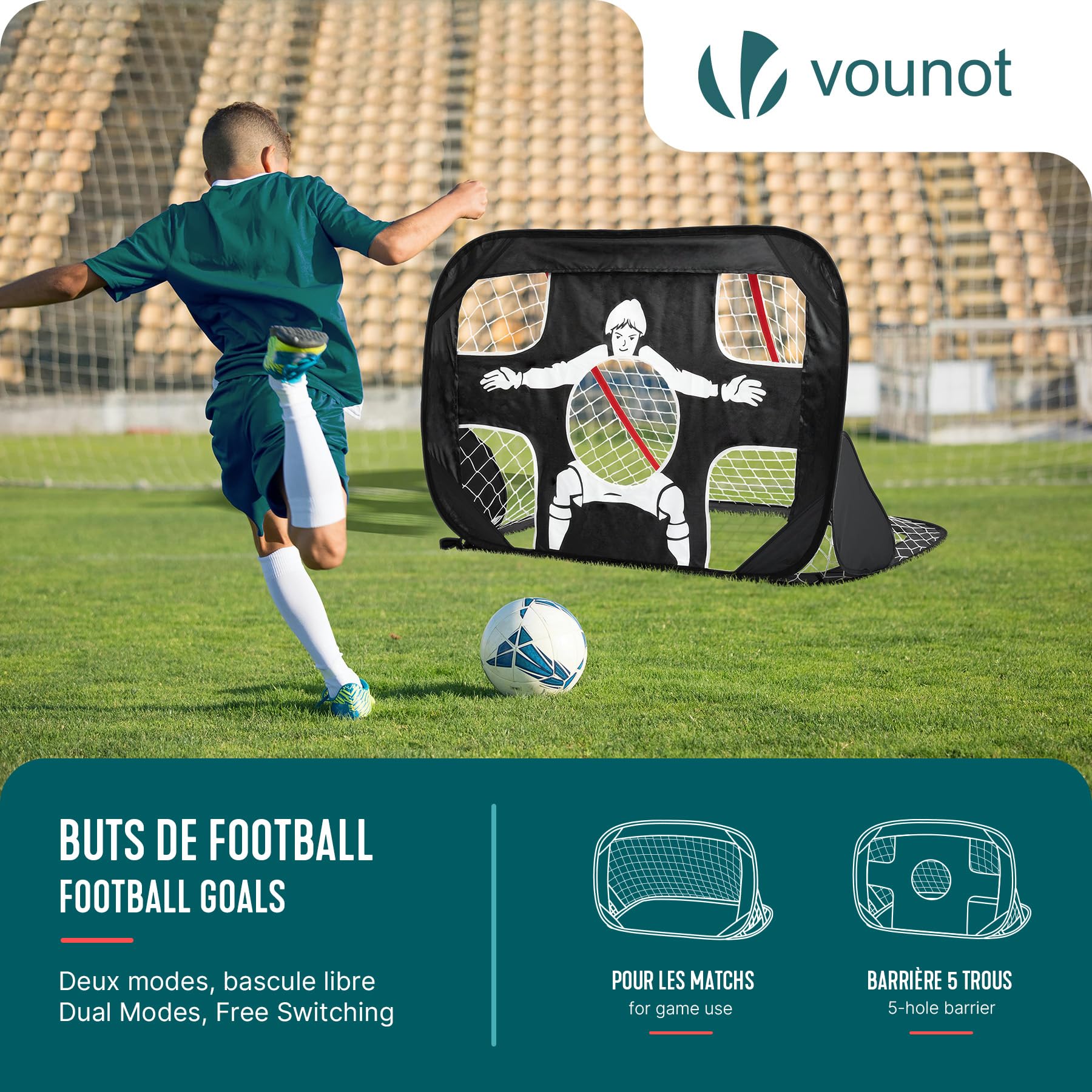 Set di 2 Porte da Calcio Pop Up Bambini 120×80×80 cm Pieghevole Portatile con Borsa