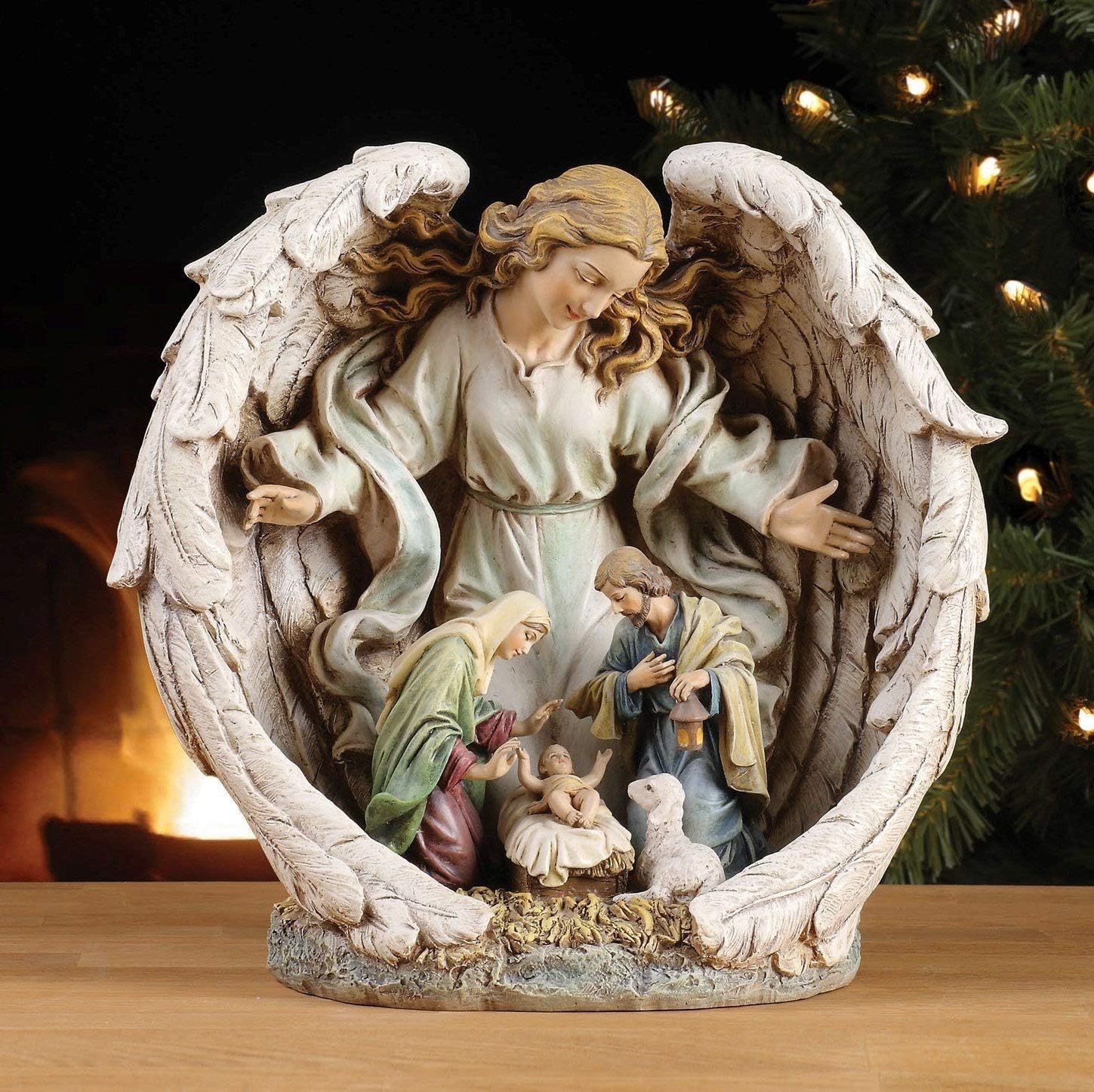 Guardian Angel Holy Family Christmas Nativity Resin