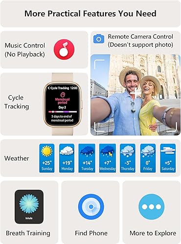 Miniatura 6 de Reloj inteligente, Alexa Smartwatch para mujeres y hombres 2 bandas, funda de 1.732 pulgadas Hacerresponder llamadas, monitor de estrés HR SpO2,