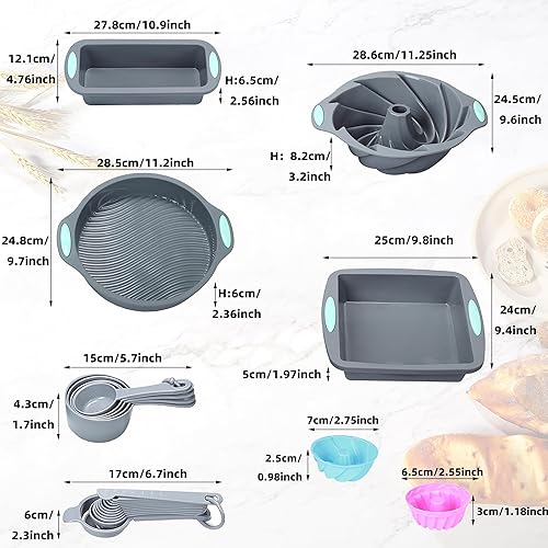 Miniatura 6 de To encounter Juego de 45 utensilios de silicona para hornear, resistentes al calor, moldes antiadherentes para hornear pasteles, pan y cupcakes, con