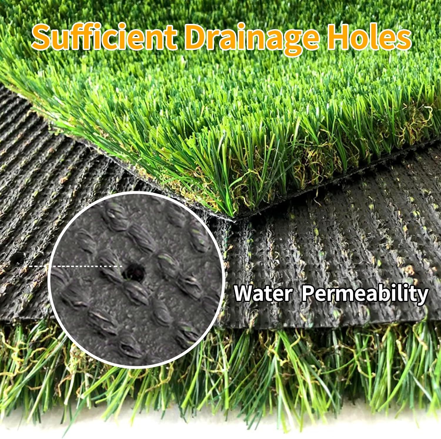 Thick Realistic Artificial Grass Mat 3.3FTX5FT 1.38inch Synthetic Pet Turf Indoor Outdoor Astroturf Garden Lawn Rugs Landscape Balcony with Drainage Holes