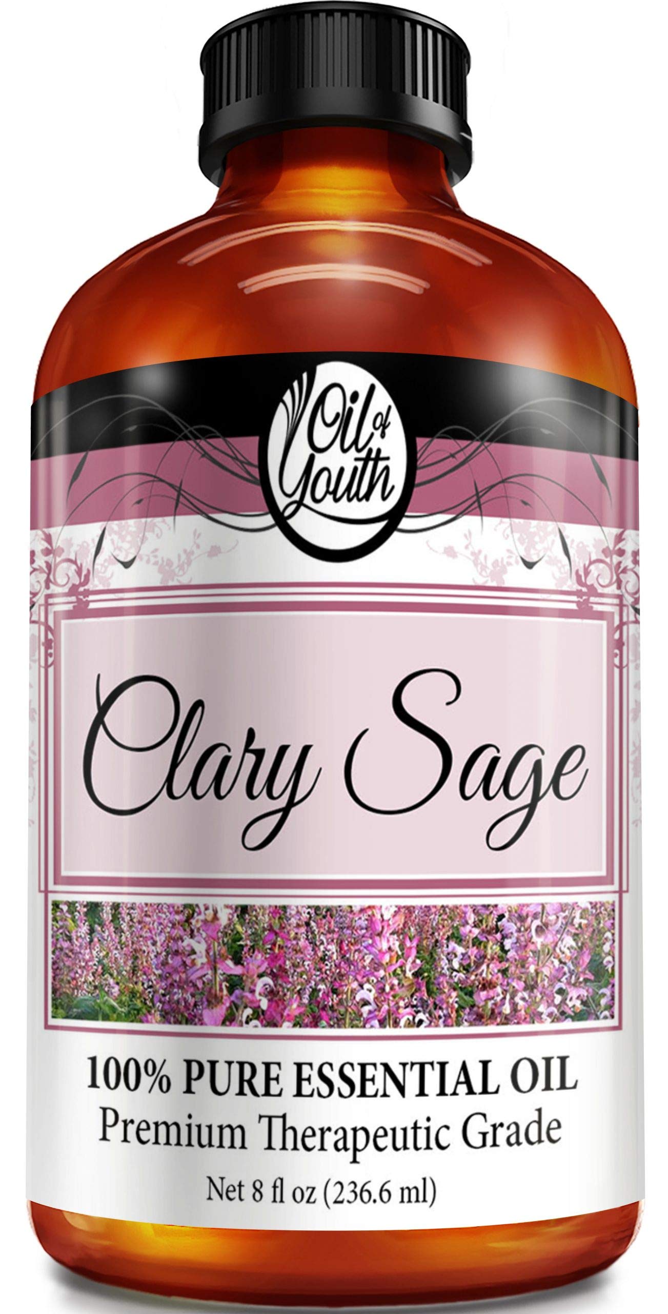 Oil of Youth Clary Sage Essential Oil 8oz - Pure Therapeutic Grade for Aromatherapy