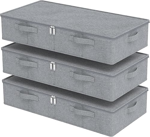 Miniatura 8 de Contenedor de almacenamiento para debajo de la cama, organizador de cestas planas plegables debajo de la cama, cajas de contenedores con tapa para
