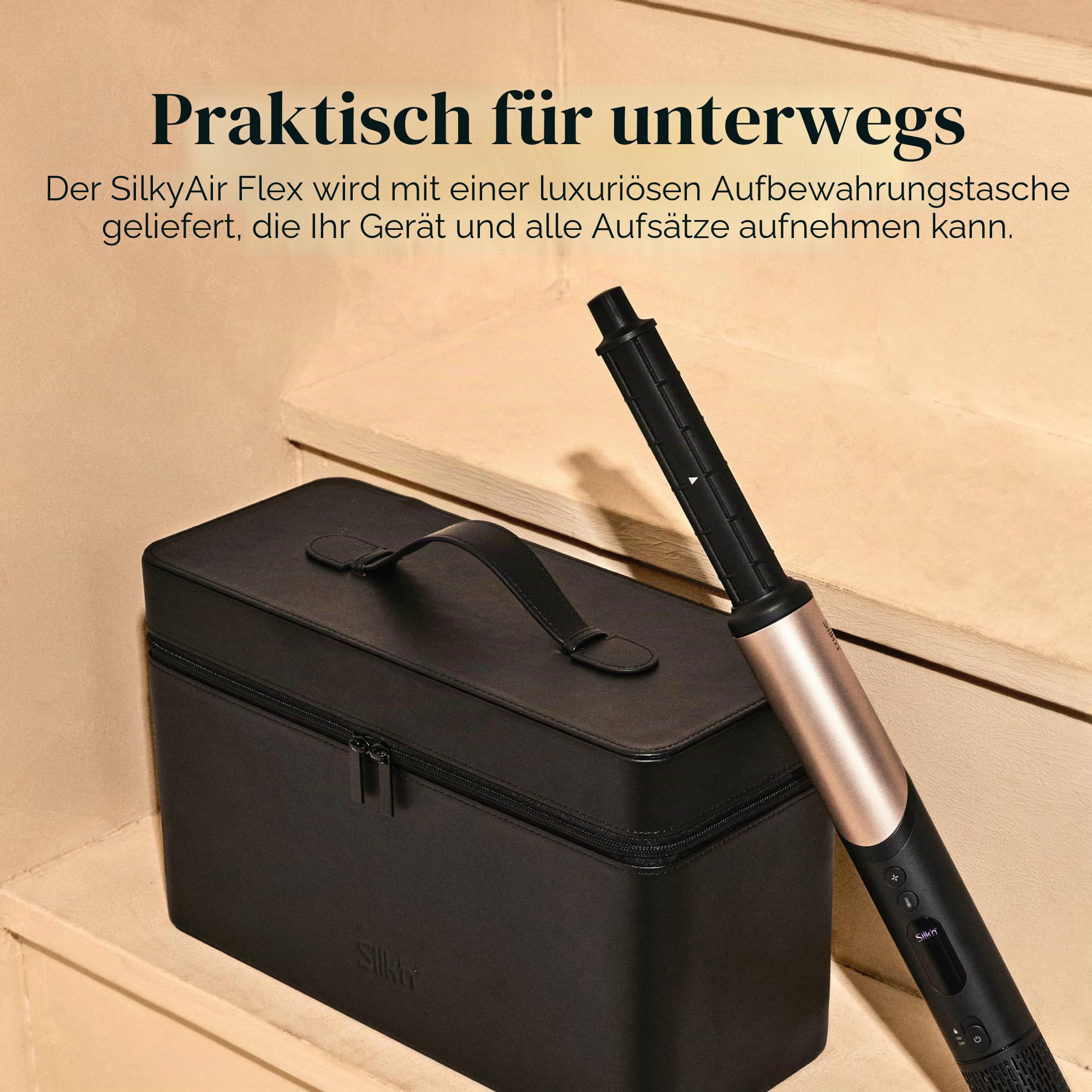 Silk'n Air Styler & Haartrockner I SilkyAir Flex I 5-in-1 Auto-Wrap-Lockenaufsatz, Paddle-Bürste, Ovalbürste, Konzentrator, Diffusor, Aufbewahrungskoffer, Keine Hitzeschäden I 1300 W, Schwarz