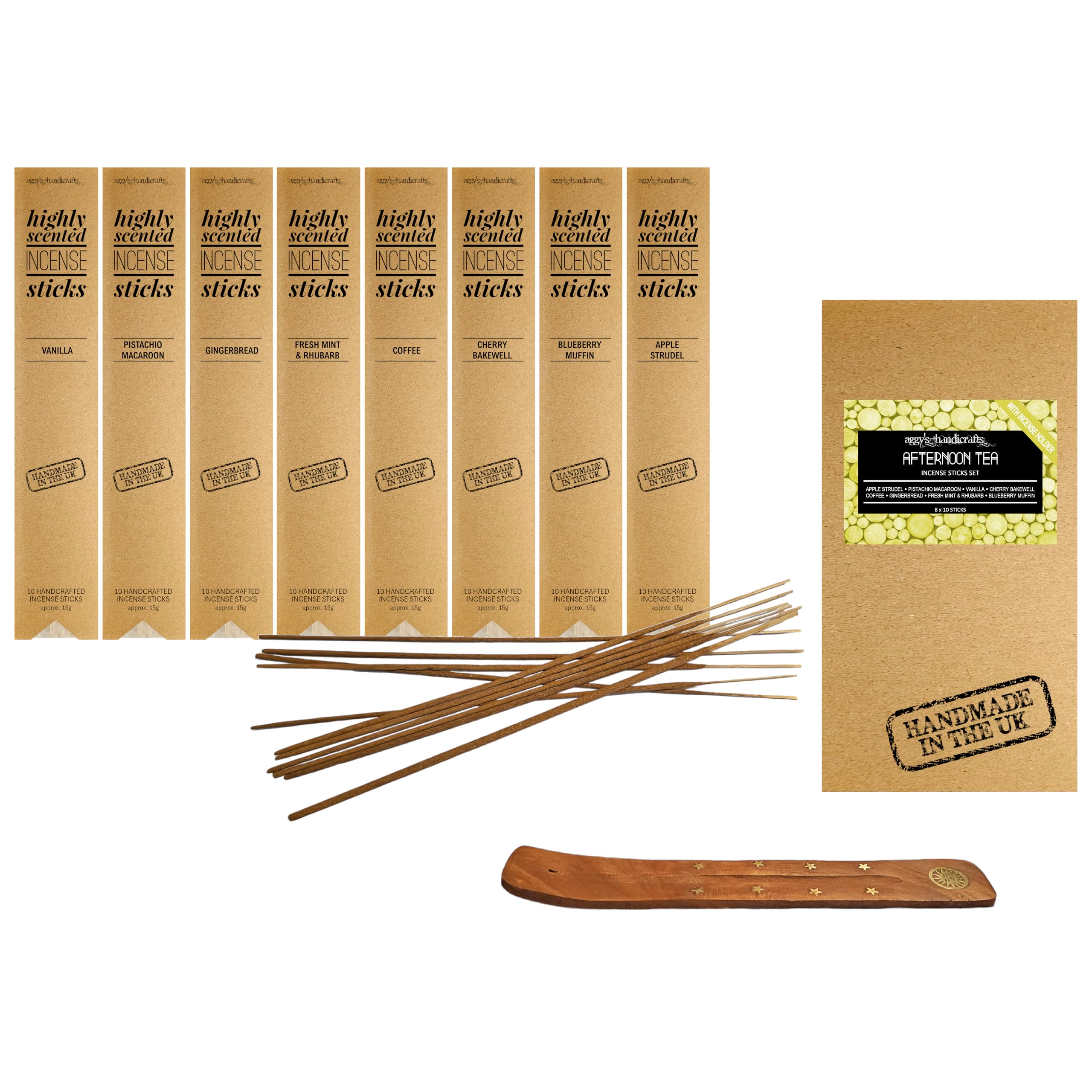 Incense Sticks Set with Incense Holder, 8 Scents (AFTERNOON TEA)