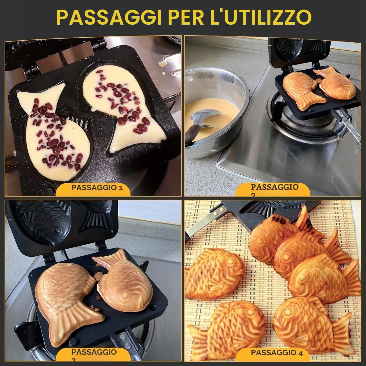 Waffle antiaderente Torta Stampo Casseruola in Lega di Alluminio Stampo per Pasticceria Utensili da Cottura a Forma di Pesce a 2 lati