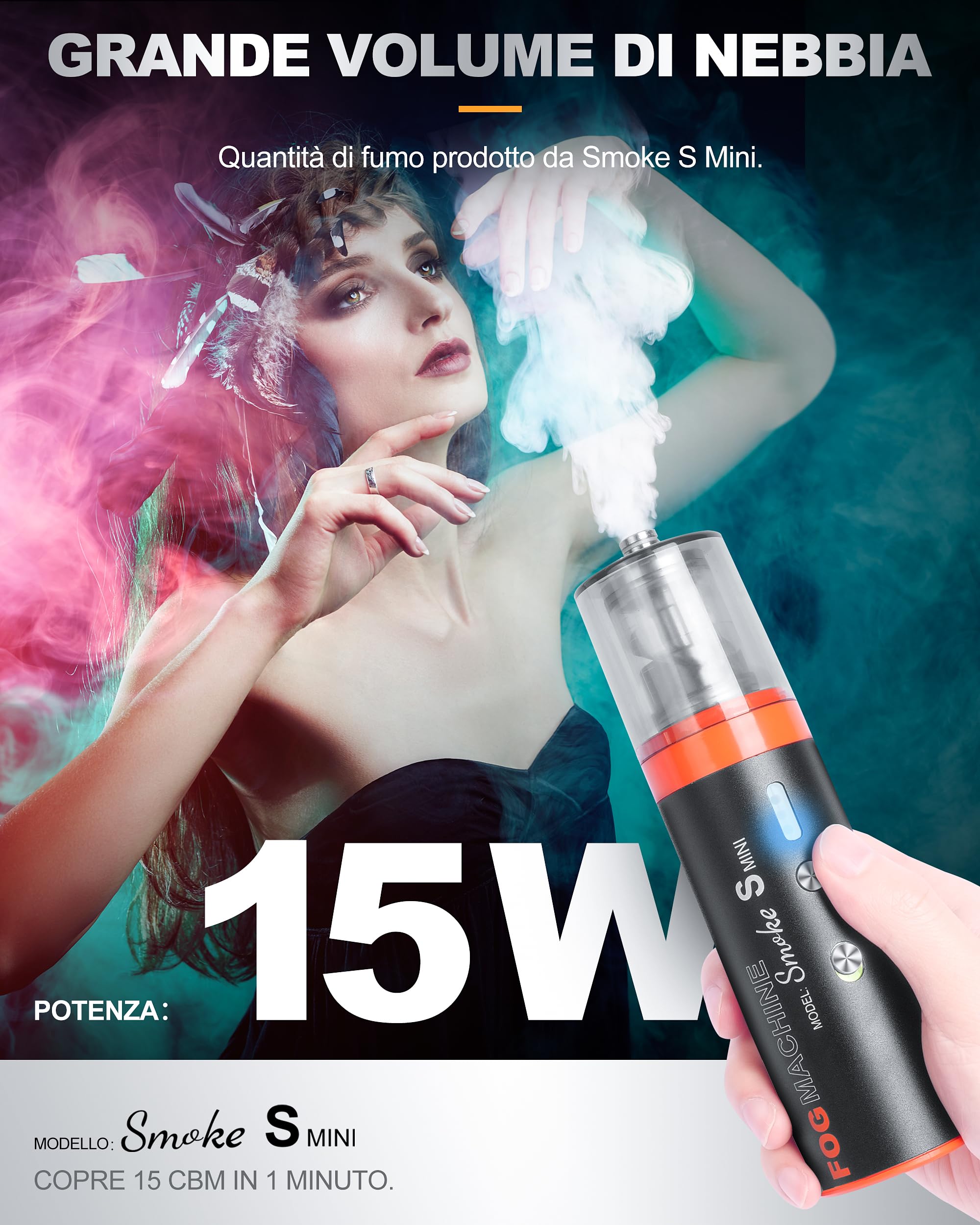 LENSGO Macchina del Fumo Portatile con 60ml Liquido, Telecomando Wireless, Batteria, Macchina della Nebbia per Fotografia, Videografia, Matrimonio, Feste, Halloween Natale, Smoke Mini