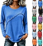 XOGWVJ Fringe Tops for Women Crewneck Long in #Y01-blue