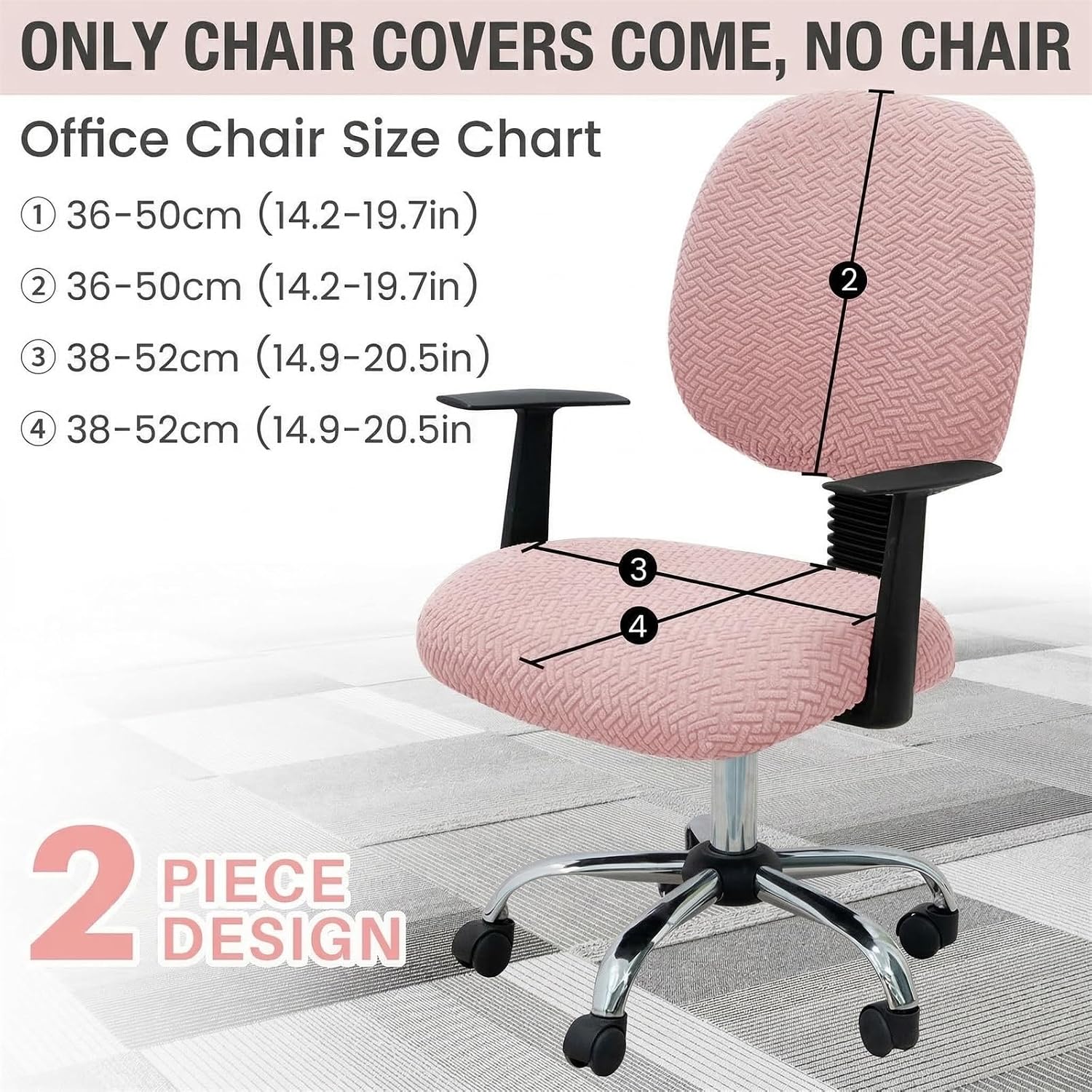 MIFXIN Computer Office Chair Cover Stretch Elastic Slipcover 2 Piece Stretchy Jacquard Washable Computer Chair Covers Furniture Protector for Office Home, NO Chair, Only Covers (Pink)