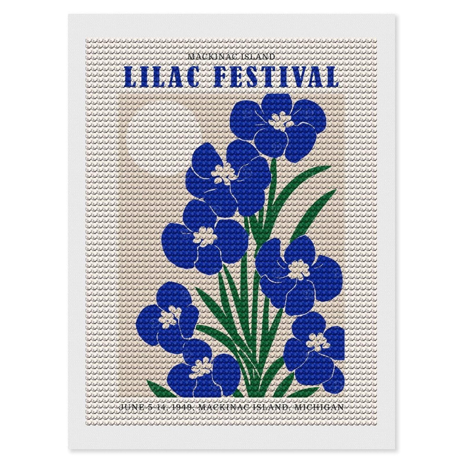 Junmoney Lilac Festival Parade DIY Diamond Art Canvas Kit 12"x16", Adhesive Canvas, Easy to Enjoy, Farmhouse Decor, Festive Craft Gift