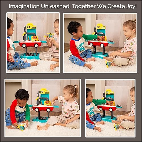 Miniatura 5 de GARYCARE Banco de herramientas de coche para niños con helicóptero de bricolaje, herramienta y accesorios realistas para niños, juego de banco de
