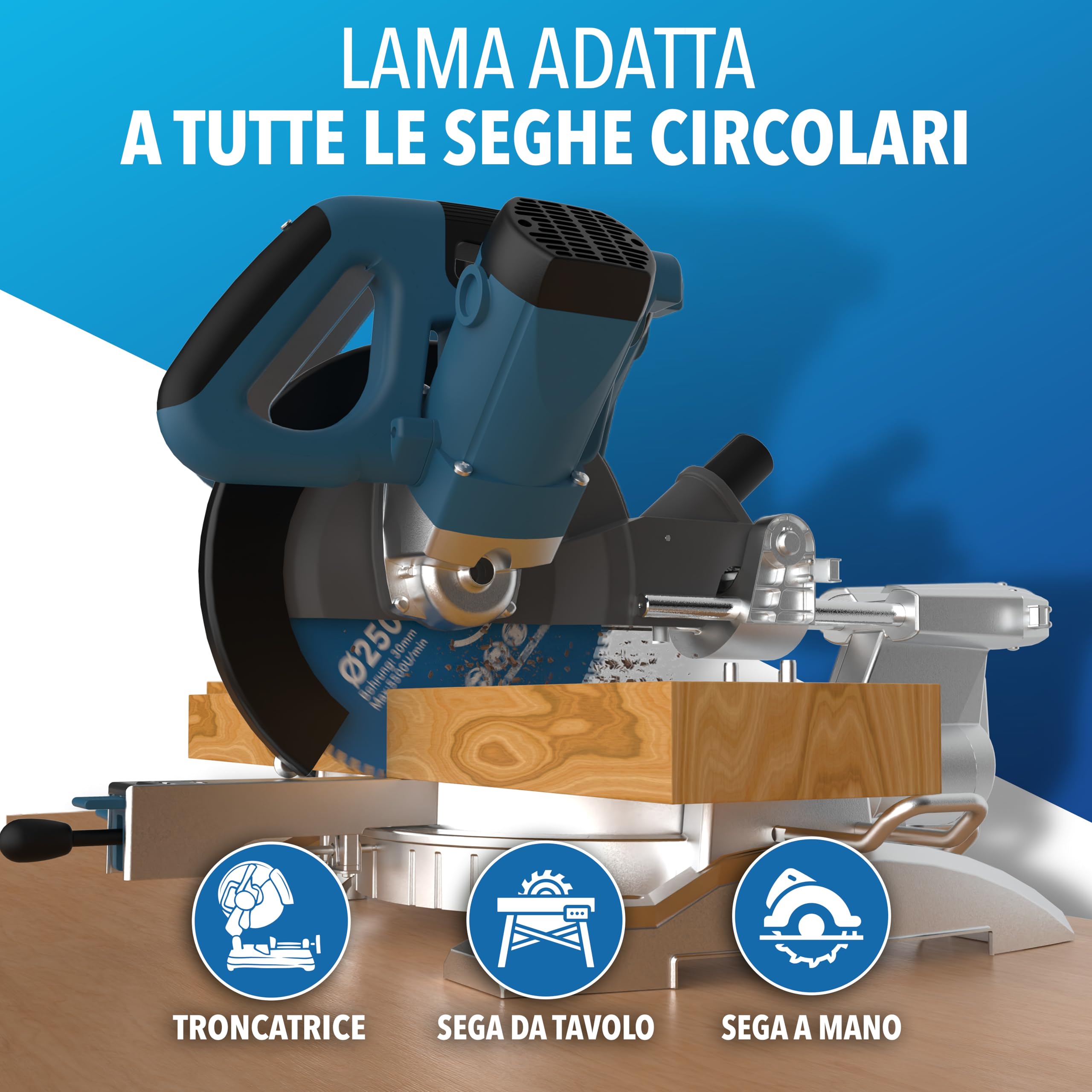 Lama per sega circolare 210 x 30 cm, con adattatore per foro da 20 e 16 mm, compatibile con smerigliatrice angolare di Bosch, Makita ecc. – Lama per sega circolare – per legno