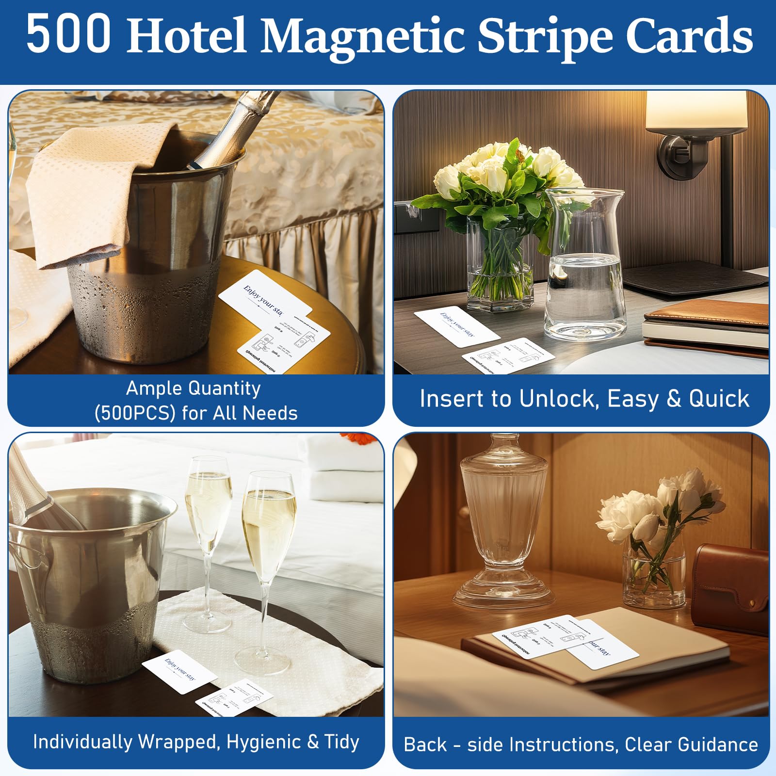 500 Stück 13,56 MHz Hotel RFID Schlüsselkarte, Blanko RFID Touchless Key Card, Hotel Smart Keycard bedruckbar Bulk für Hotels Türsysteme
