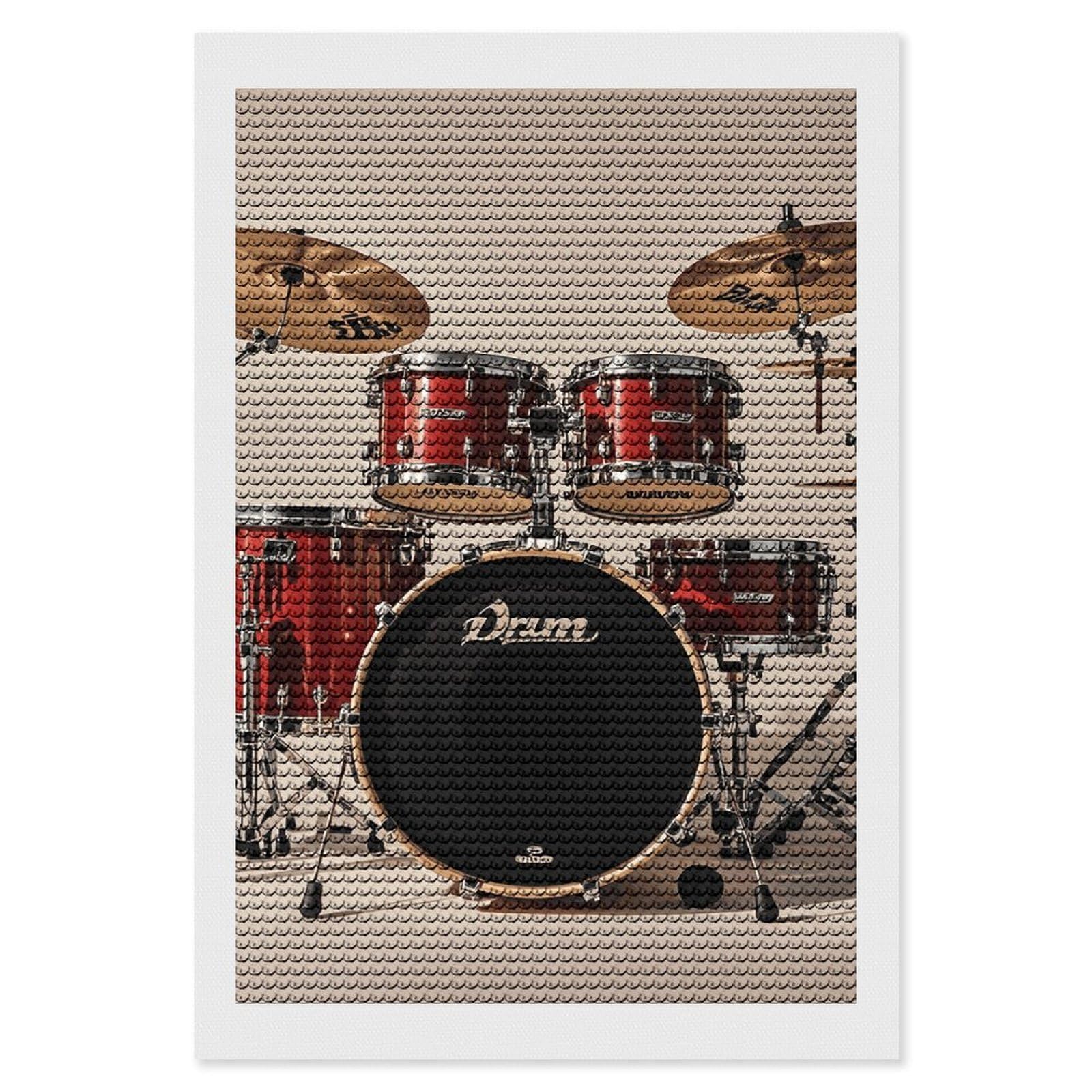 Drum Set-Standard Diamond Art Kits for Adults 8"x12" DIY Diamond Painting Kit for Beginners Gem Art Painting with Round Full Drill Diamonds DIY Paint Paintings for Home Wall Decor Gift