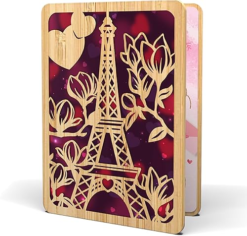 AGAPE LOVE CARDS Tarjeta de feliz día de San Valentín para esposa o novia, hecha de bambú real, 5 x 7 pulgadas, 1 paquete (sobre incluido), corte disponible en Yaxa Venezuela