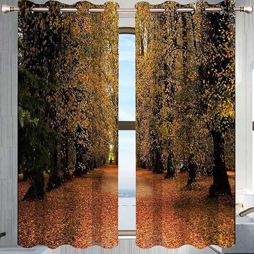 Miniatura 1 de Cortinas naranjas para Habitacion 2 paneles de paisaje de hojas de arce bloqueo de luz oscura W 72 x H 85 pulgadas