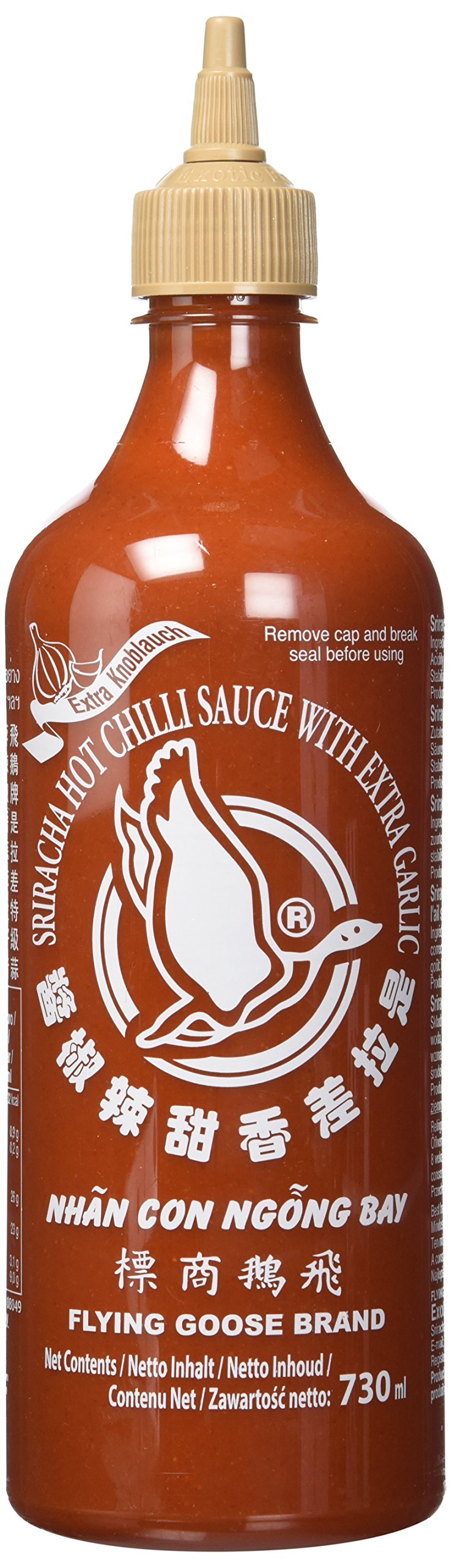 Flying Goose Sriracha Sauce mit Knoblauch, 12er Pack (12 x 730 ml)