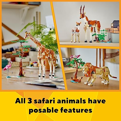 Miniatura 4 de LEGO Creator 31150 - Animales de safari salvajes 3 en 1, se reconstruyen en 3 figuras diferentes de animales de safari juguete de jirafa, juguete de