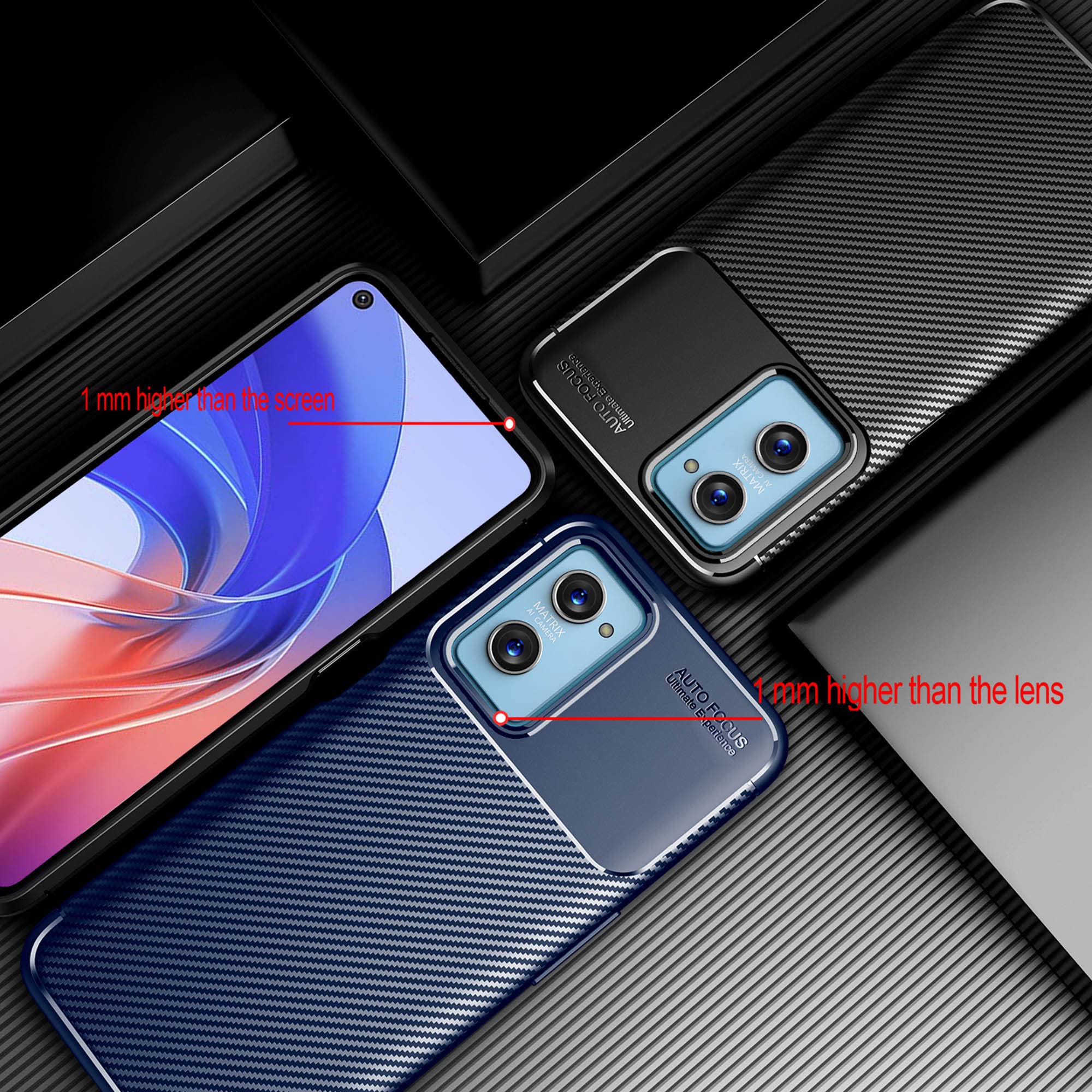 Per OPPO A76/A96 Custodia, Sottile Silicone Fibra Gel Cover