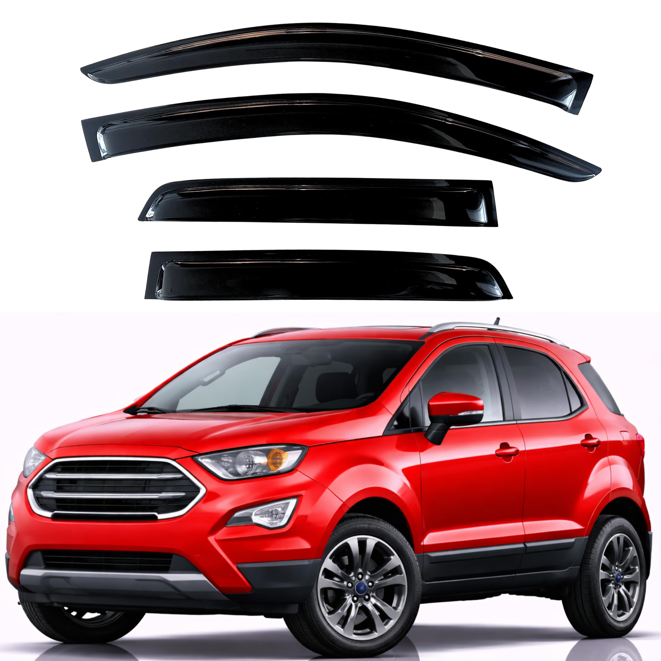 KPY Rain Guards Fit for 2018-2022 Ford Ecosport, Out-Channel Window Visors Vent Wind Deflectors 4PC, Car Accessories for 18-22 Ecosport