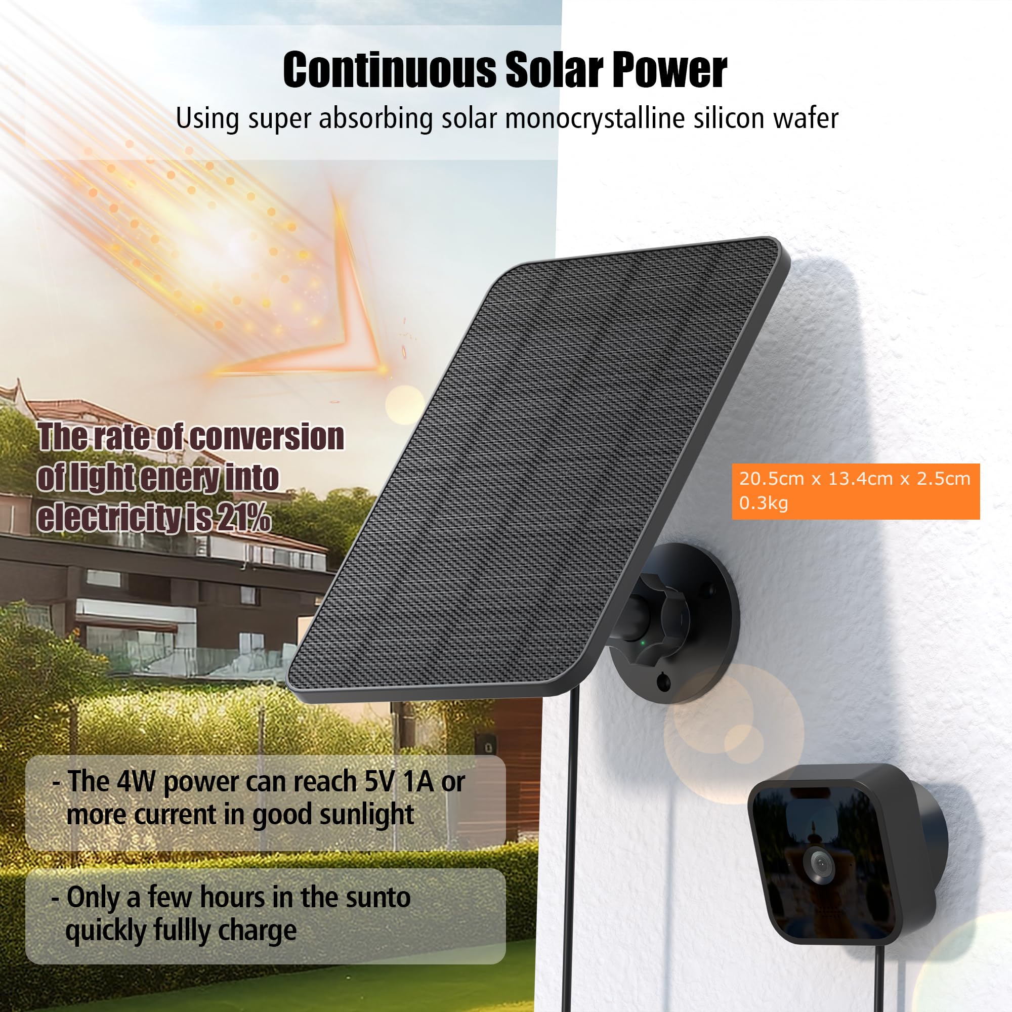 2 Pack Solarpanel für Blink Kamera Outdoor, 4W Solarmodul mit Gummistecker | Compatibel mit Blink Outdoor Camera 2K, 4(4th Gen), 3rd Gen, XT2/XT Kamera&SimpliSafe Kamera(Nicht enthalten), IP65