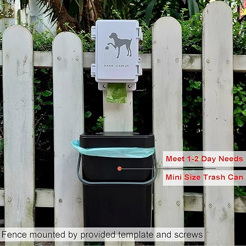 Miniatura 2 de Estación de basura para perros pequeños para el hogar, cubo de basura para perros de 1.3 galones5 L, dispensador de bolsas para excrementos para