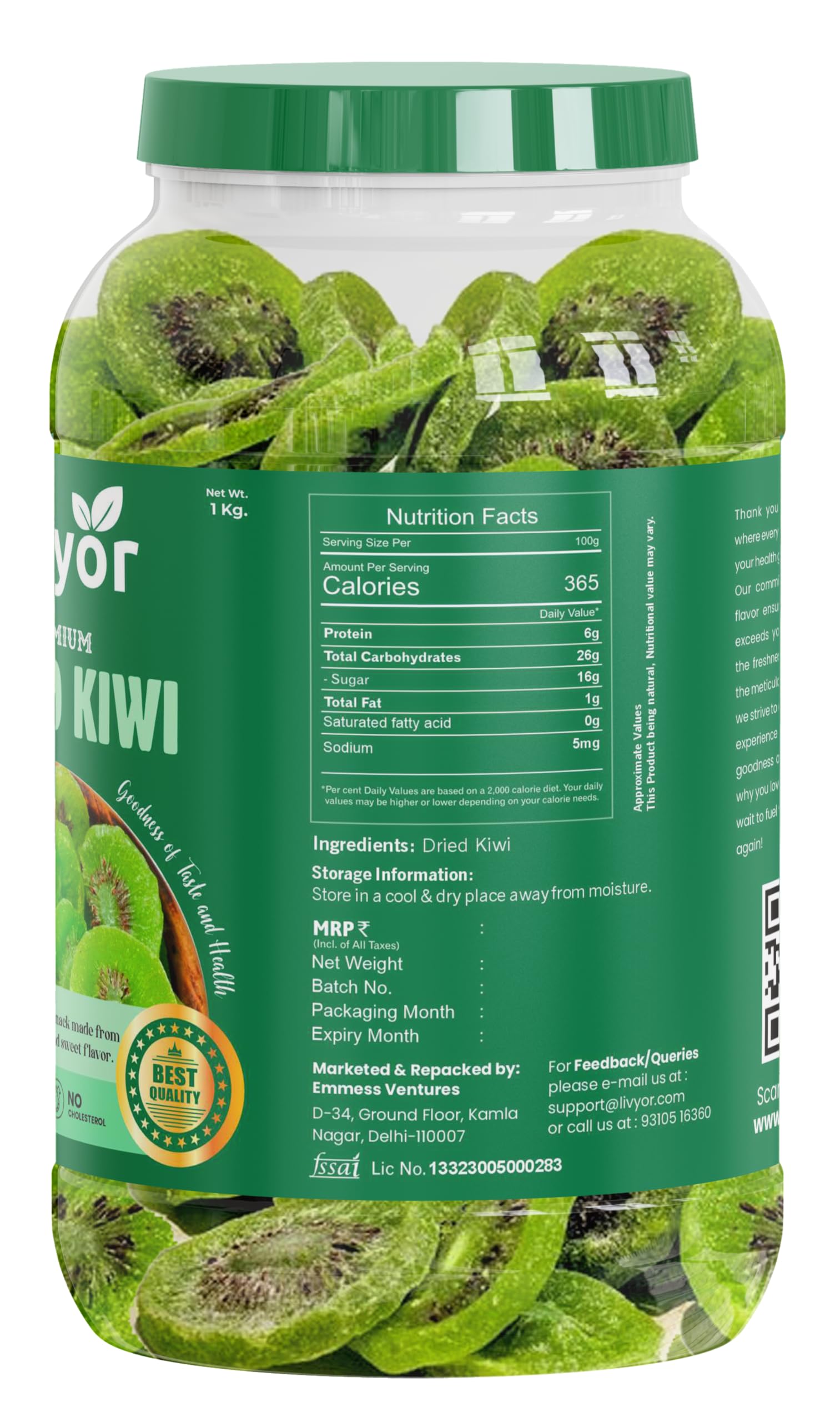 Livyor Premium Dried Kiwi for eating - 1kg | Kiwi Dry Fruits | Delicious and Tasty | Dehydrated Fruits | Naturally Sweet | Pack of 1 - Image 2 thumbnail