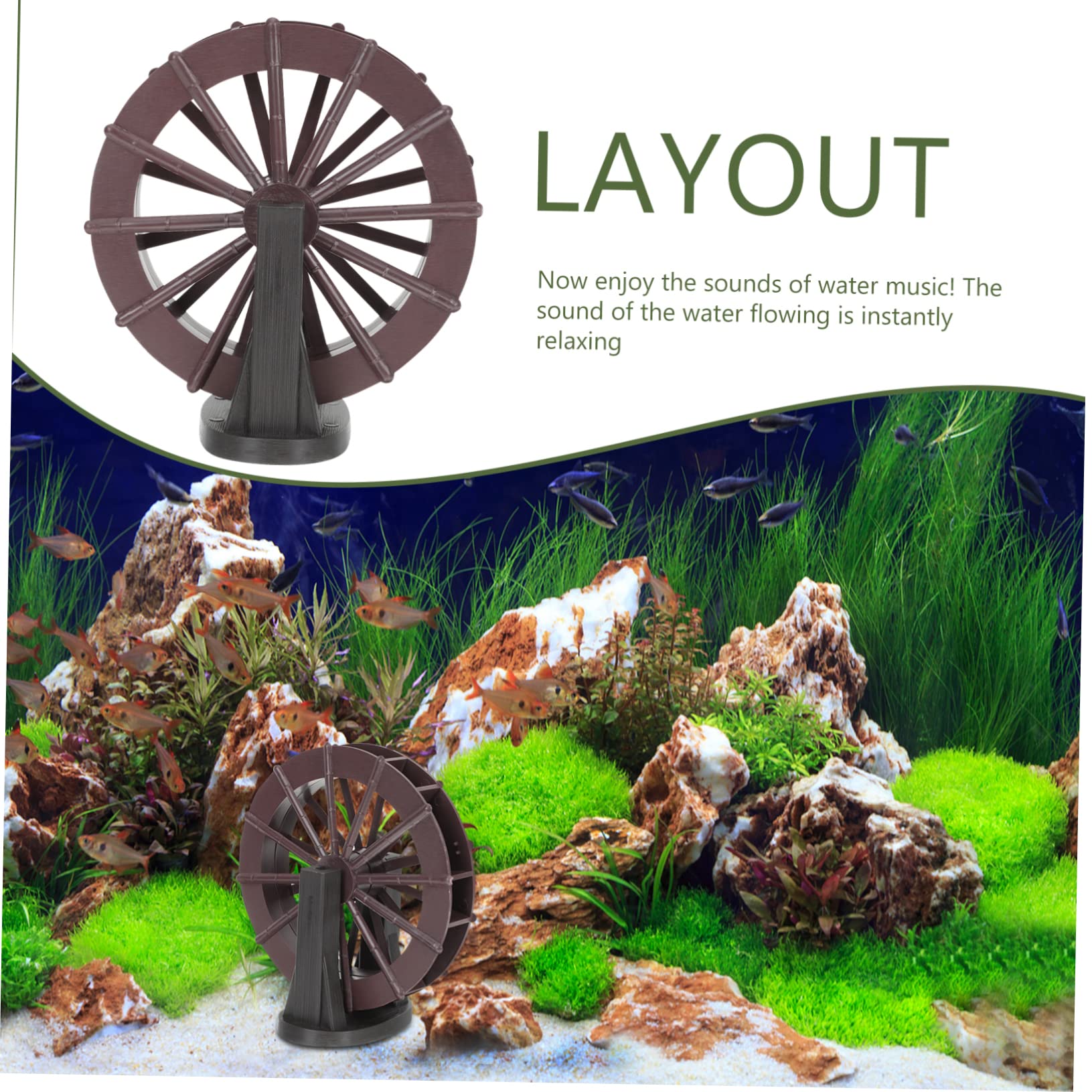 BESPORTBLE Fountain Feng Shui Wheel DIY Waterfall Fountain Outdoor Tabletop Decor House Warming Gifts New Home Mini Wheels Tabletop Waterfall Photo Frame Japanese-Style Office Plastic