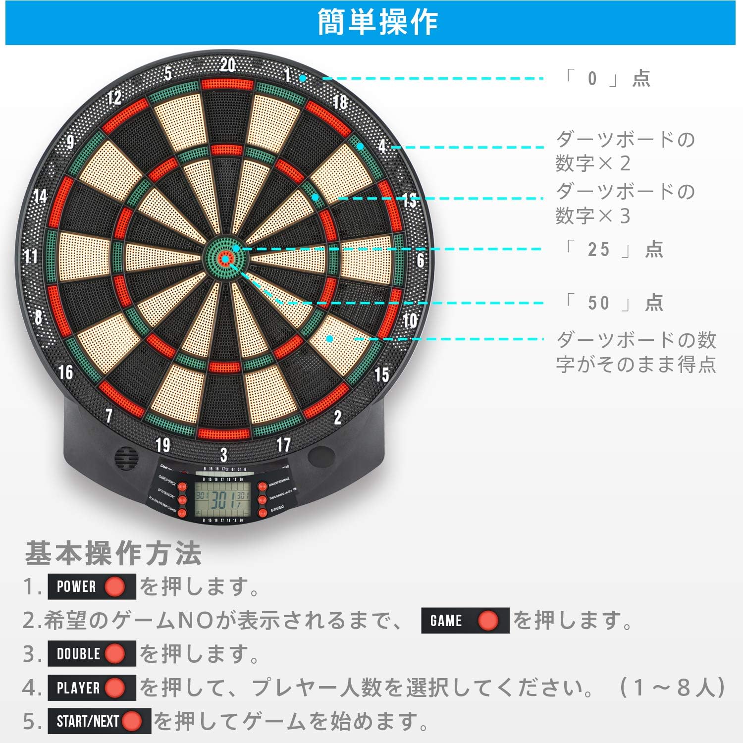 Amazon Kinoe ダーツボード 電子ダーツボード ソフトダーツセット エレクトリックダーツ自動採点 音声機能 静音モード 競技 練習 多人ゲーム ダーツライブ ダーツボード 通販