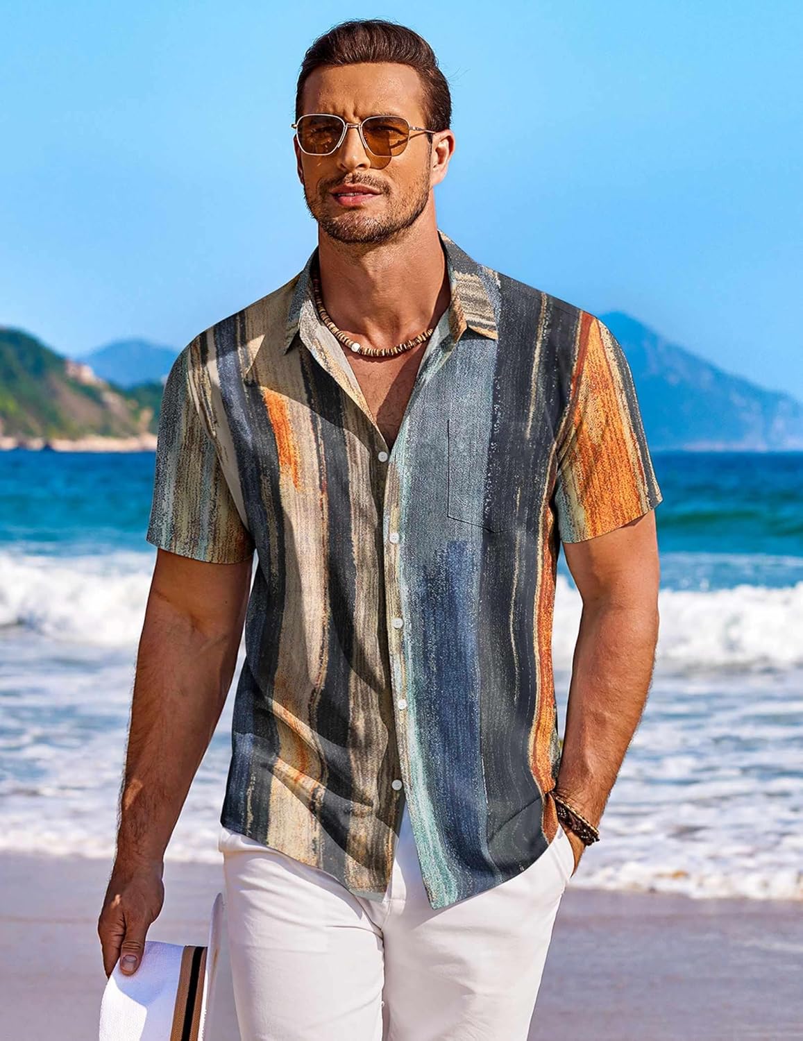 COOFANDY Men's Hawaiian Shirt Short Sleeve Floral Button Down Shirts Tropical Holiday Beach Shirts - Image 2