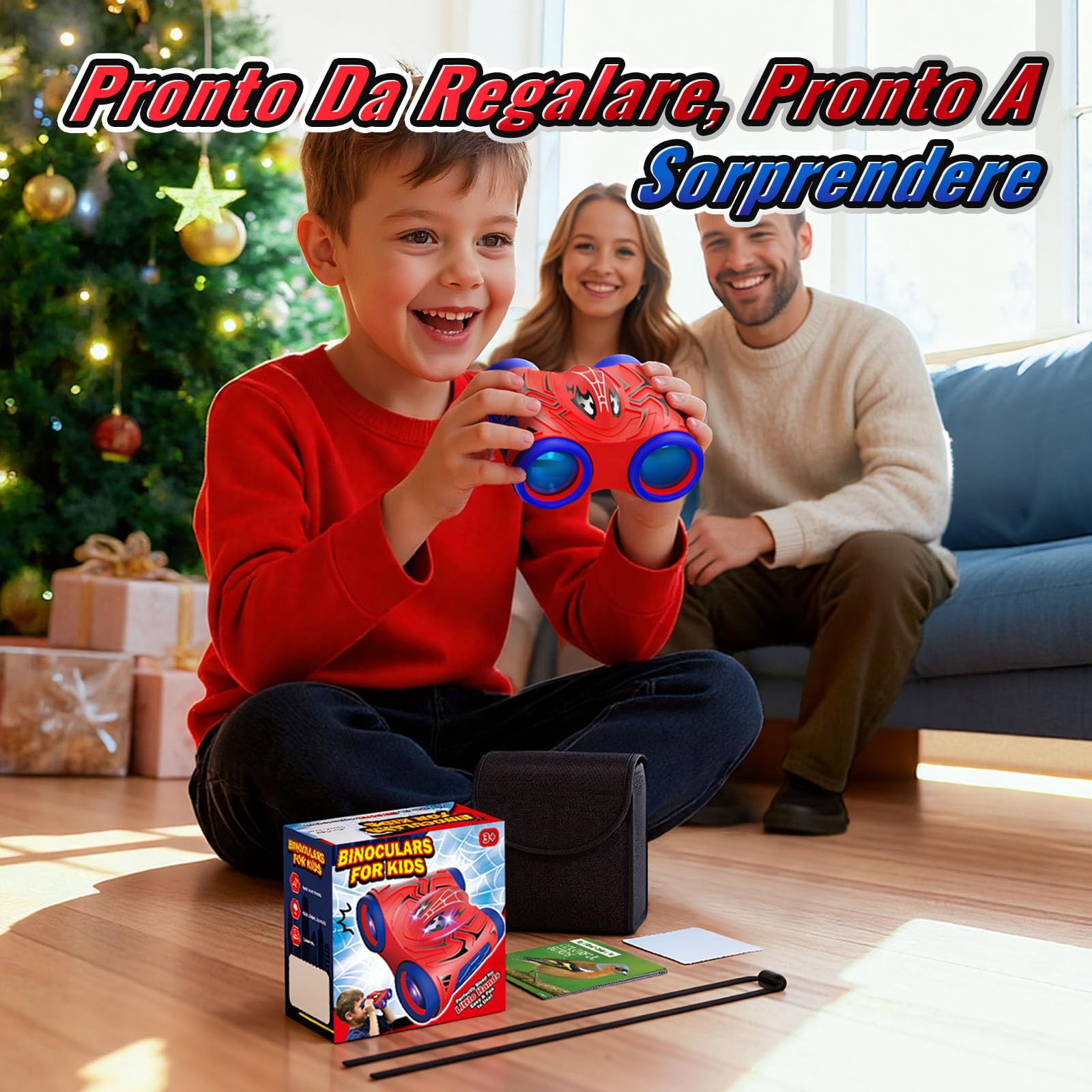 Binocolo Bambini con Bussola e Guida Uccelli, Binocoli Regalo Bambino Gioco Bimbo 3 4 5 6 7 8 9 Giochi Esterno Giardino Bambini Giocattoli Bambino 3-12 Anni Maschio Compleanno Pasqua Regalos