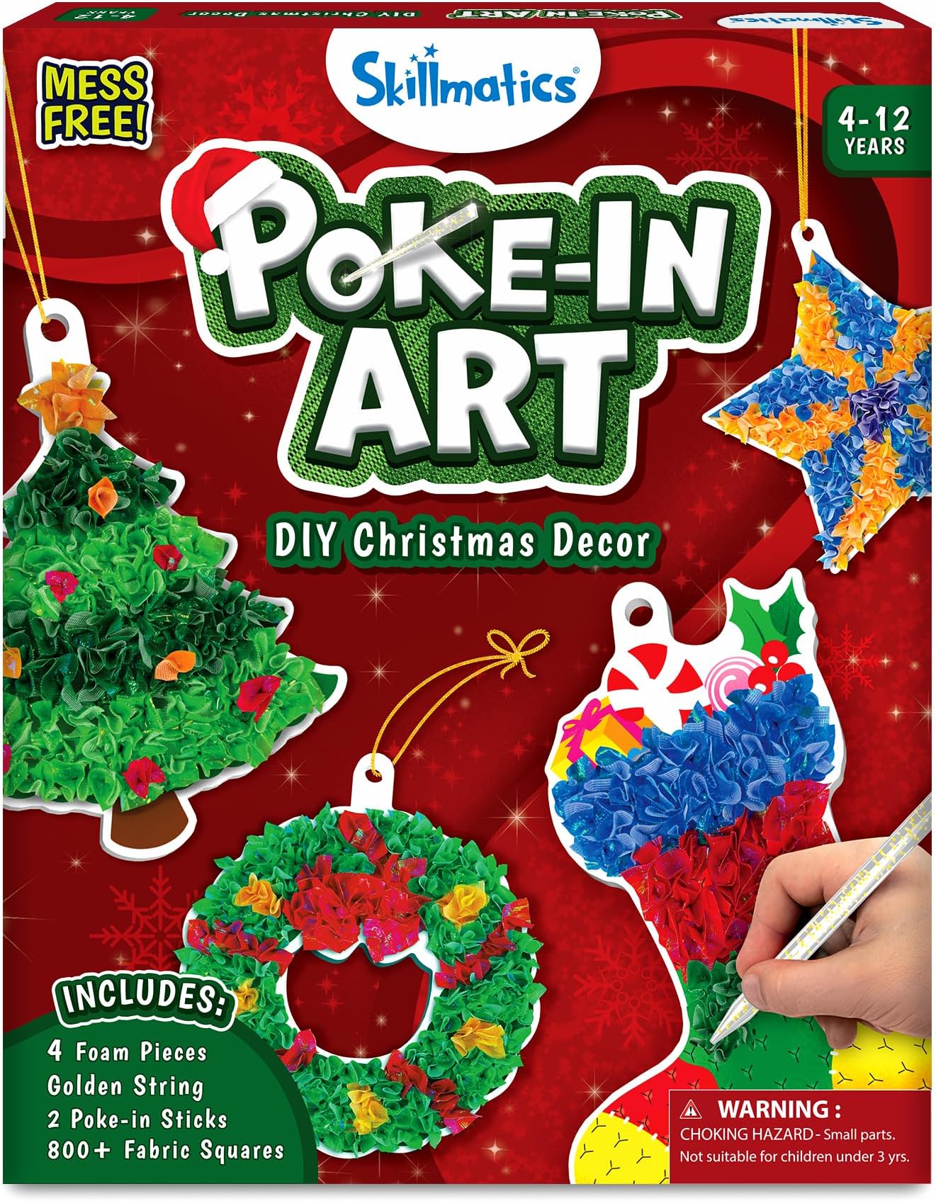 Skillmatics Poke-in Art - Christmas Decor, Mess-Free Art for Kids, DIY Craft Kits, Creative Activity, Gifts for Ages 4, 5, 6, 7, 8, 9, 10, 11, 12