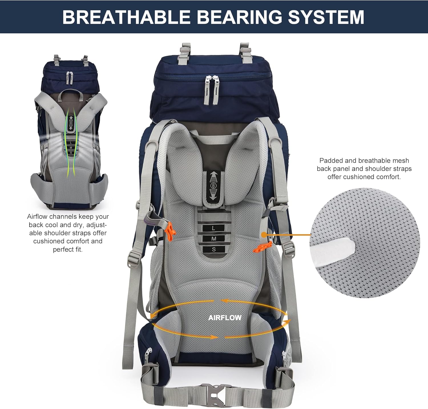 Mountaintop 70L/75L Internal Frame Hiking Backpack Sports & Outdoors