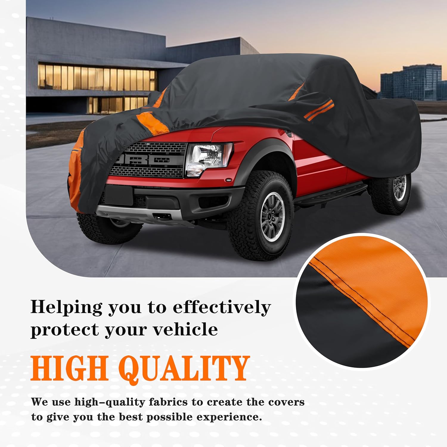 Heavy Duty Waterproof Snow Car Cover for Truck Ford F150, Chevy Silverado, GMC Sierra,Nissan Titan etc All Weather, UV Resistant, Dustproof and Snowproof.Fit Truck Length up 250 inches