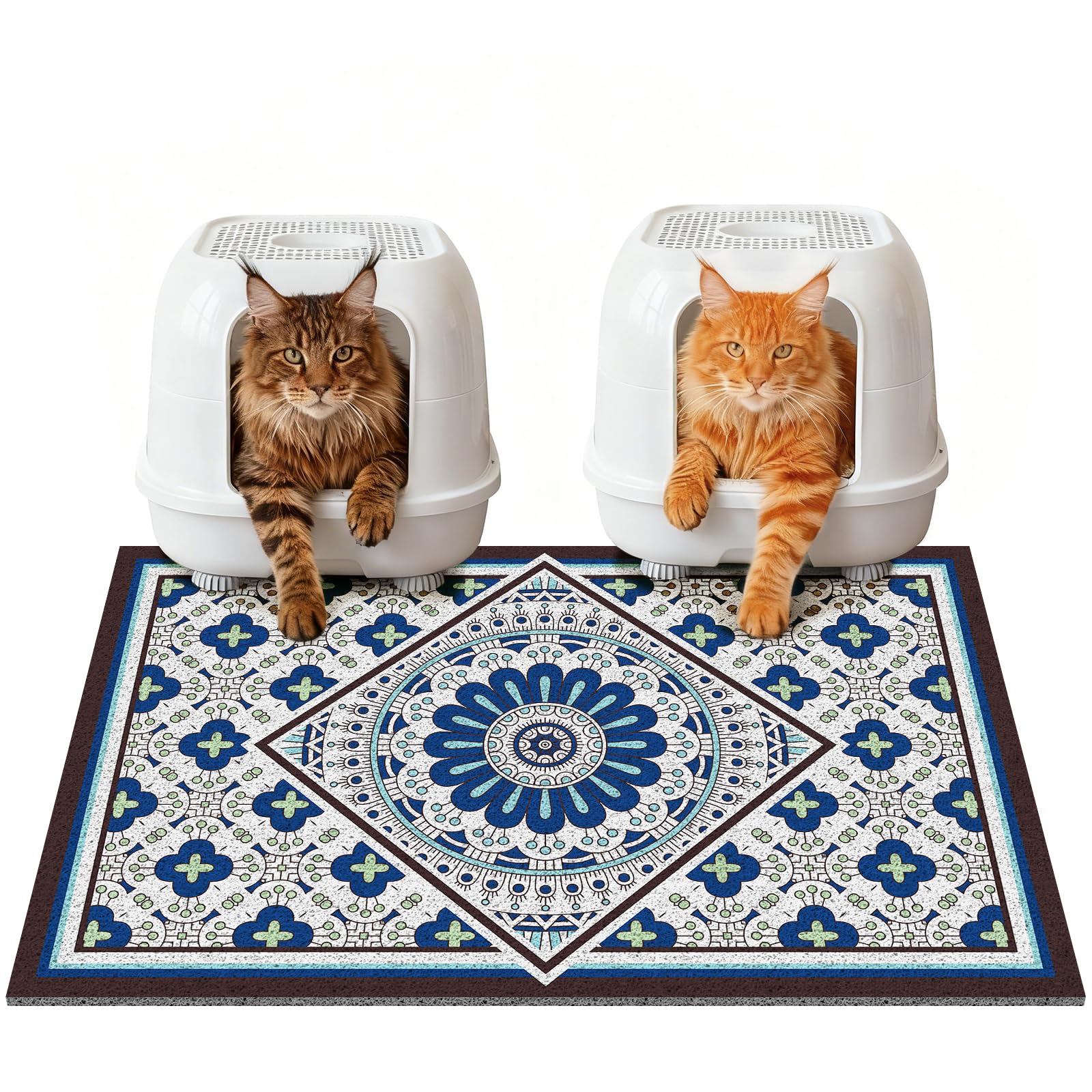 Jumbo Cat Litter Mat Catcher 35x24 | Ultra-Absorbent Litter Box Rug with PVC Mesh | Non-Slip Cat Rug for litter box, Washable Kitty Litter Mat For Indoor,Garden