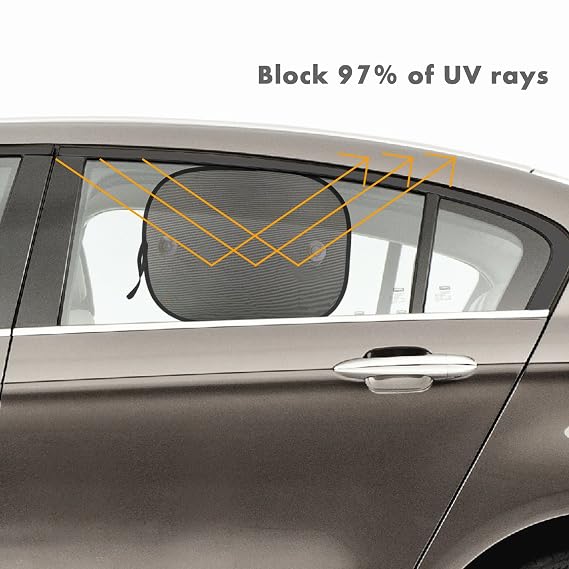 Car Shade for Window Interior Screen Double-Layer Mesh Sun Block, Protect Baby from Sunlight, UV Rays (2 Pcs)